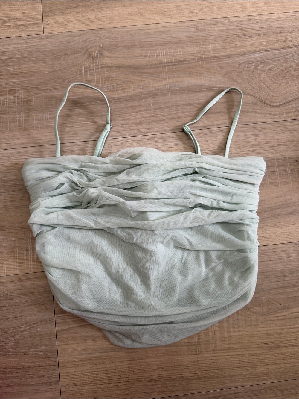 Aritzia Ruched Spaghetti Strap Tank Bustier Top - Mint